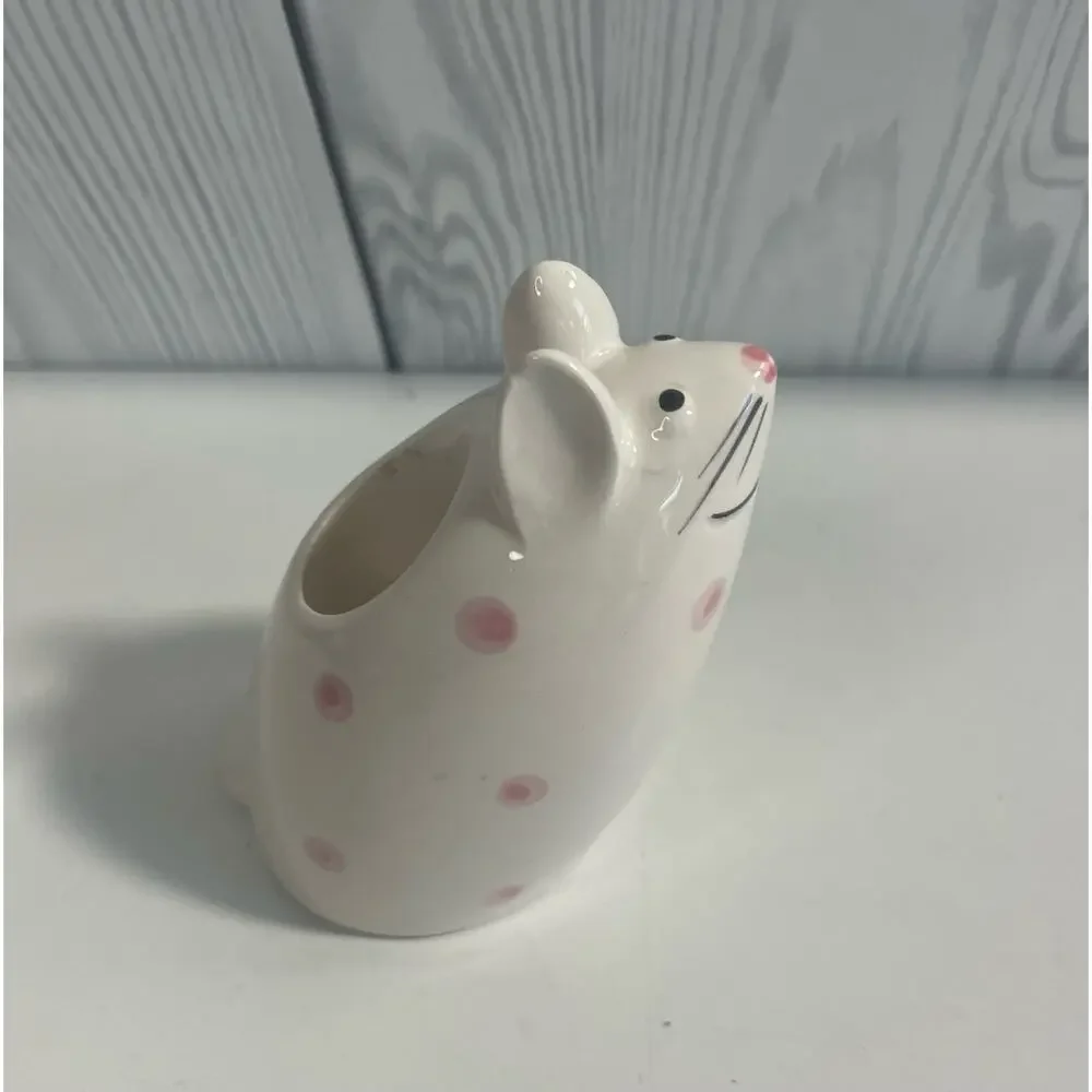 Adorable Vintage Mouse Candle Holders Polka dots MCM  Japan